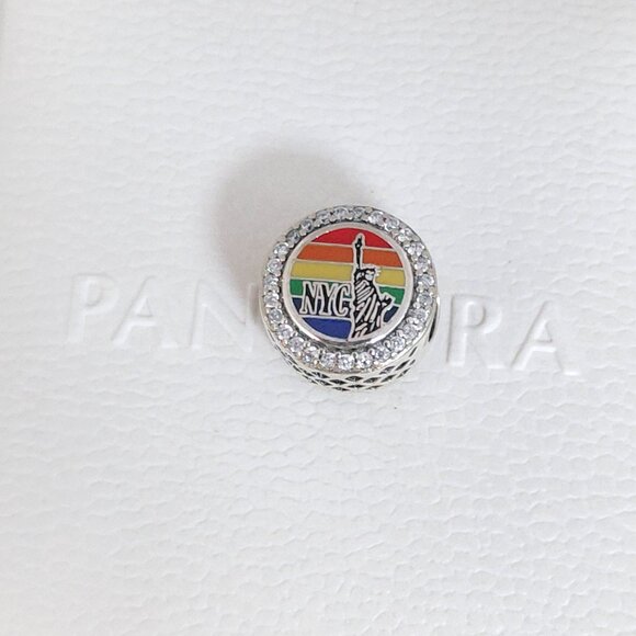 Pandora New York City NYC Gay Pride Rainbow Liberty Bead Moments Charm S925 ALE - Picture 2 of 8